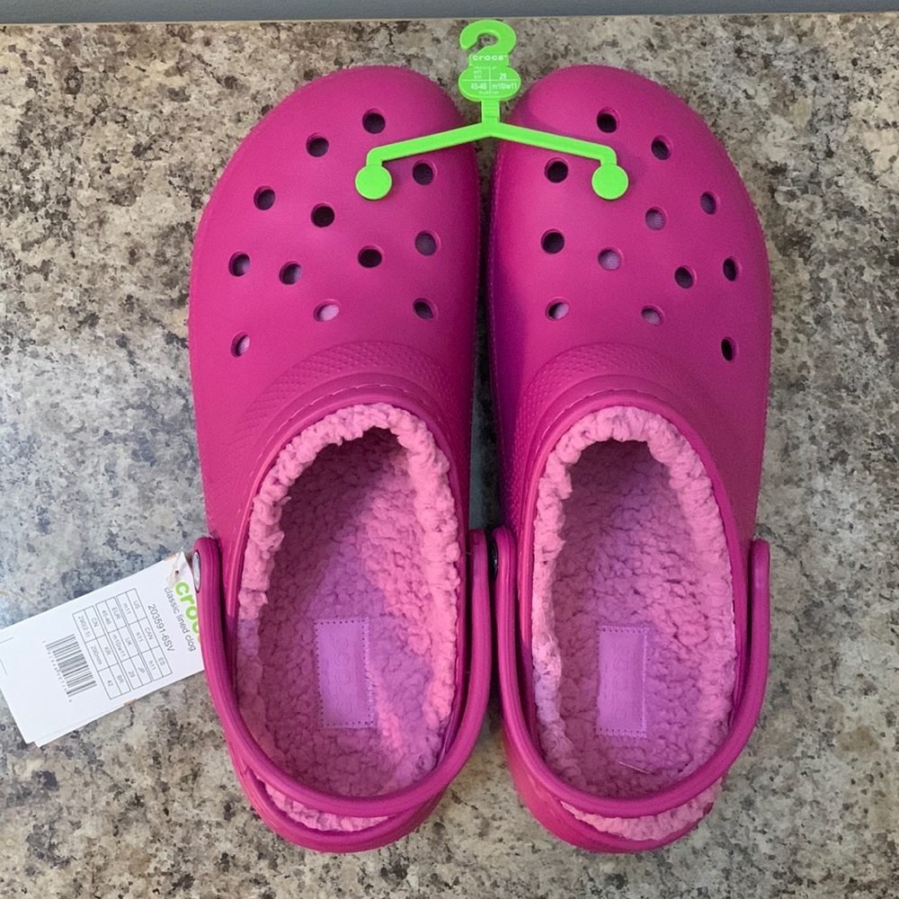Fuchsia Fuzzy Crocs